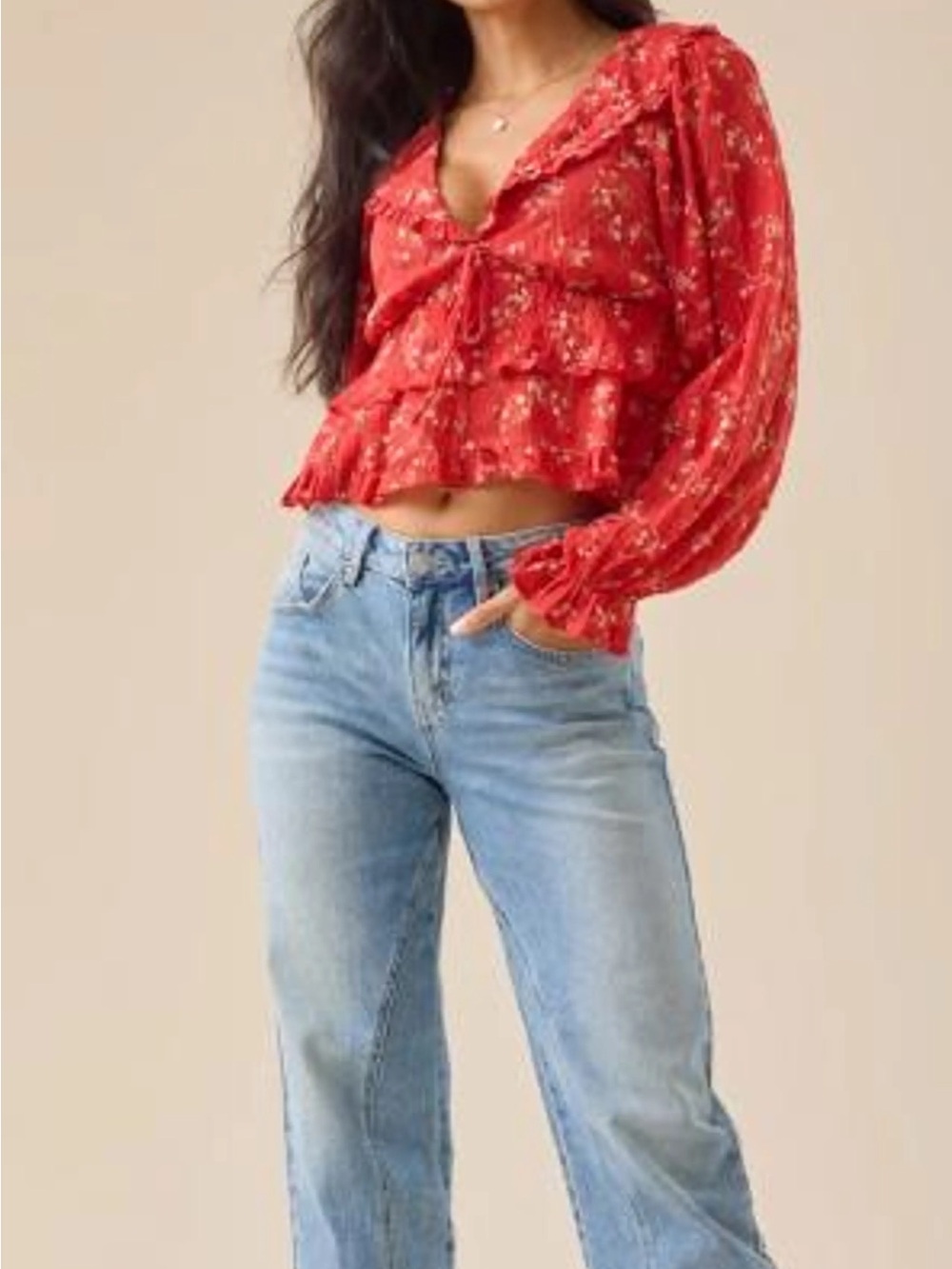 Altar’d State Terri Ruffle Babydoll Top